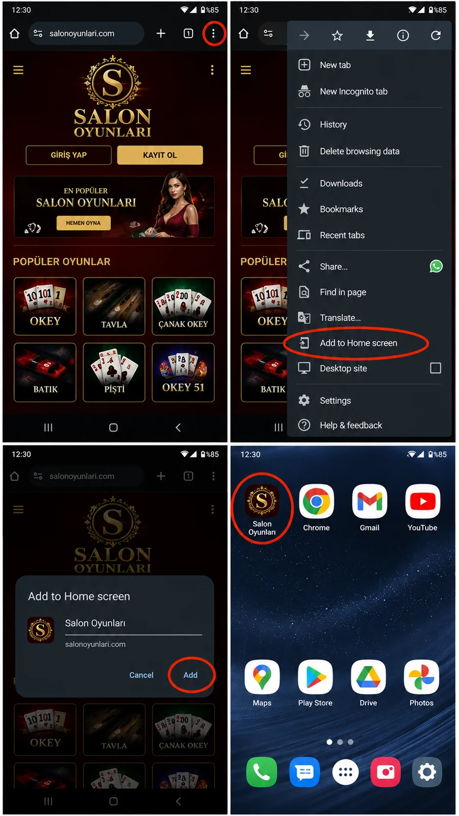 Android'de ana ekrana ekleme adımları