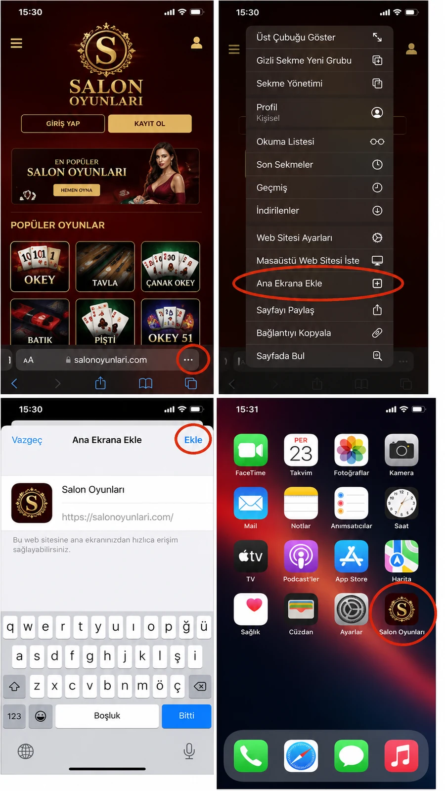 iPhone'da ana ekrana ekleme adımları